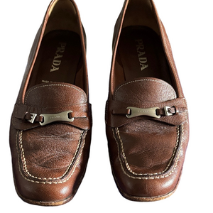 Prada  Vera Cuoio Chestnut Leather Heels